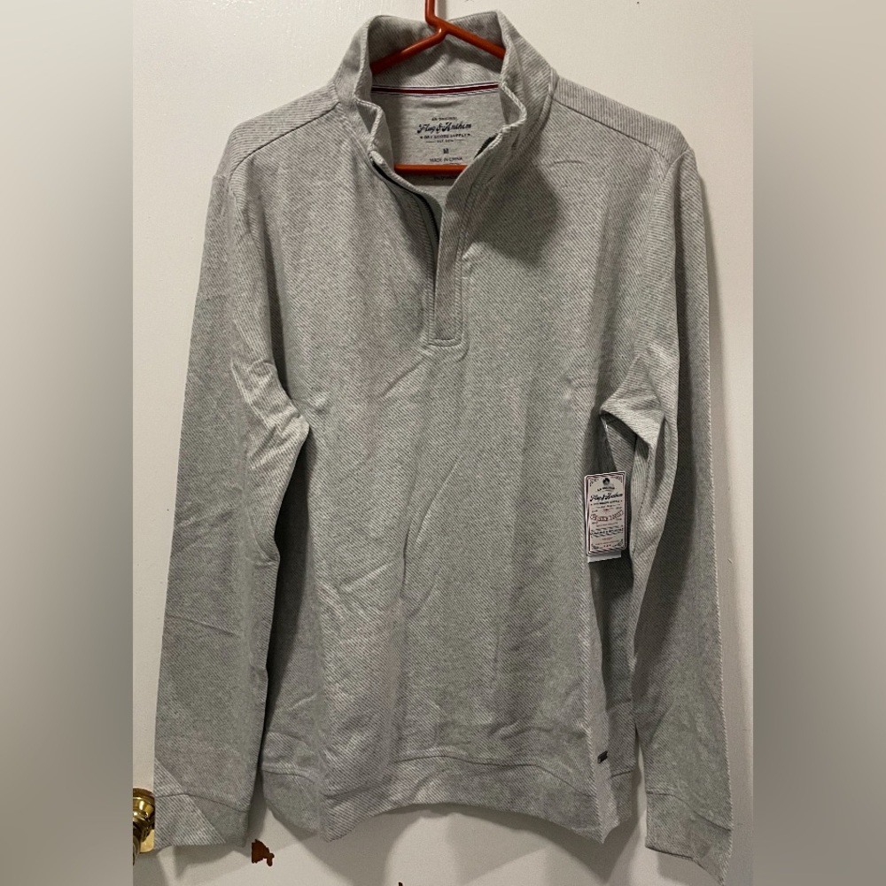 Flag & Anthem Men’s Grey Quarter-Zip Pullover Sweatshirt Size Medium Mock Neck